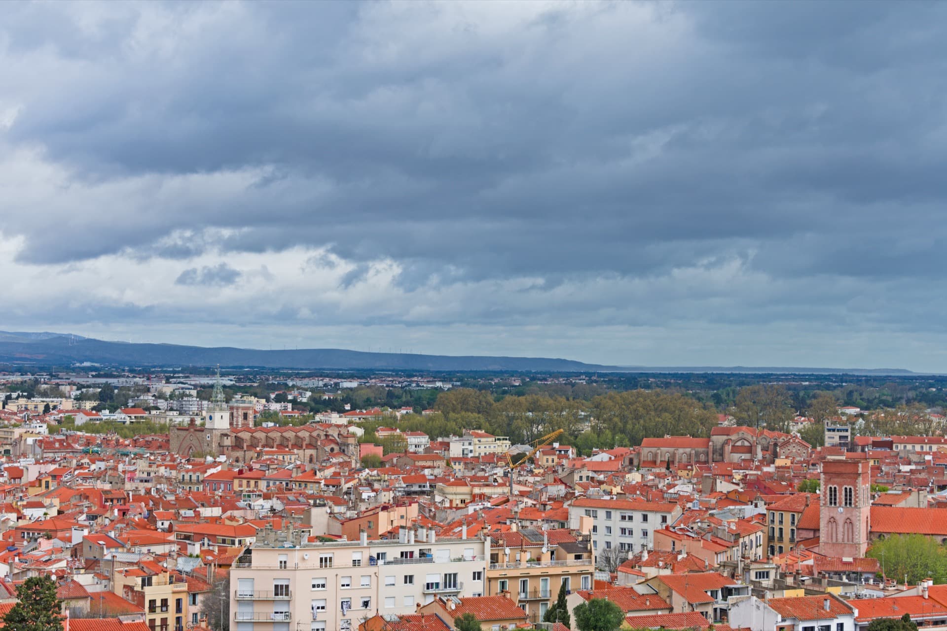 Vue du centre de Perpignan depuis la tour du Palais des Rois de Majorque